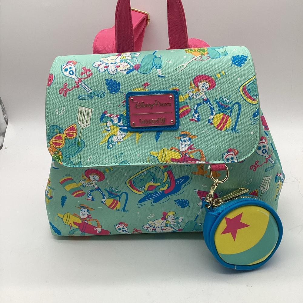 Loungefly Disney Parks Toy Story Backpack Pixar Ball Forky Woody Jessie Bo Peep